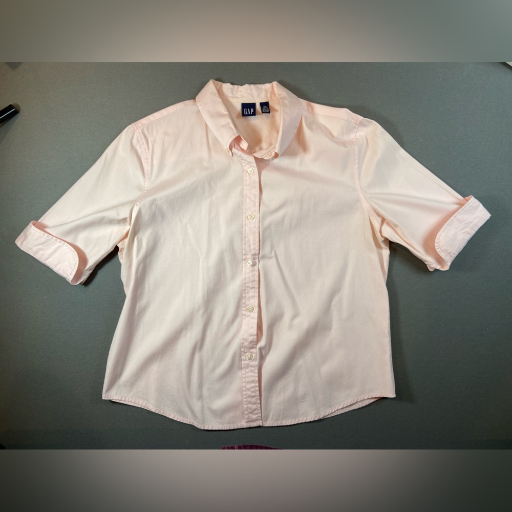 Gap Cotton‎ Button Down Shirt short Sleeve with Cuffs Size XL